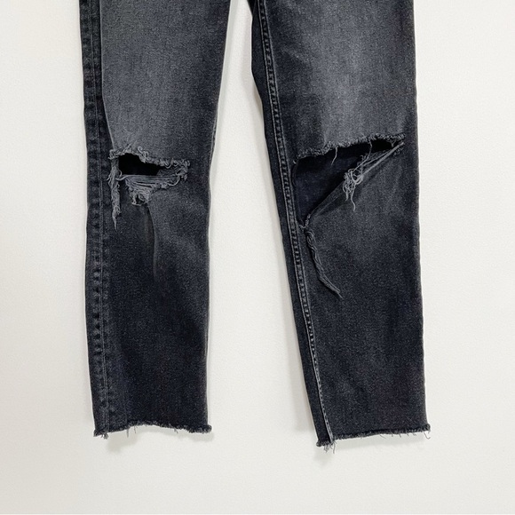 Re/done Originals 70s Stove Pipe Jeans Faded Coal With Rips Size 26 - Picture 6 of 11